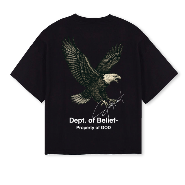 OSEAGBLK Black Oversized Boxy Tee.