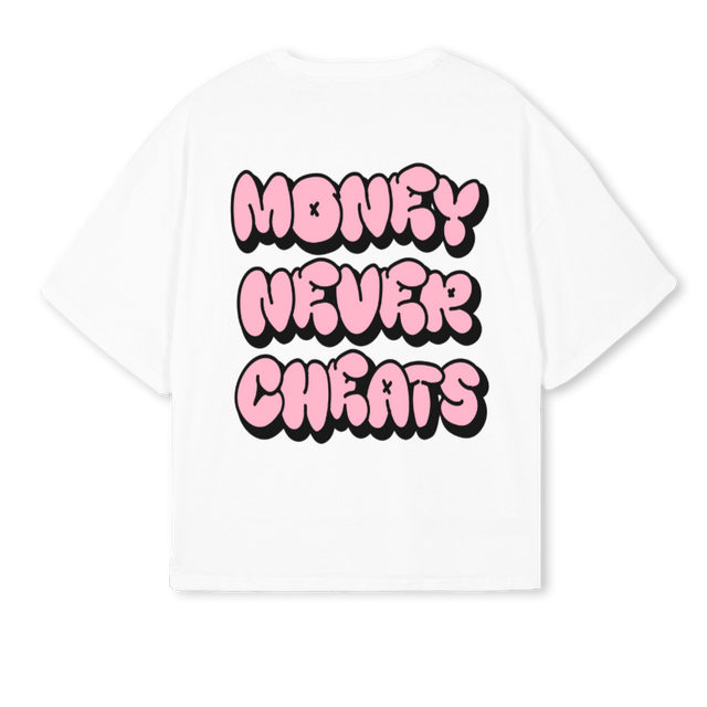 MONEYNEVERCHEATSTEE White Oversized Boxy Tee.