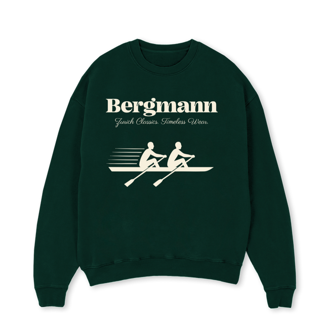 BERGMANNROWING Wild Green Oversized Crewneck Sweater.