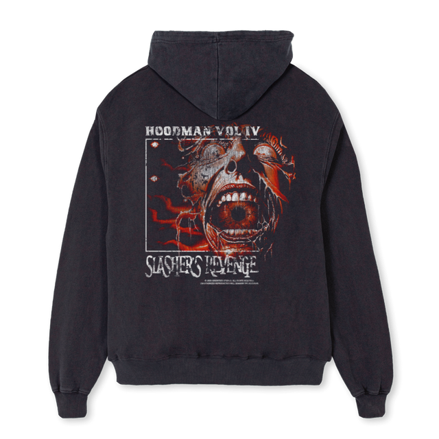 HOODMANZIPPER Vintage Black Oversized Zipped Hoodie.