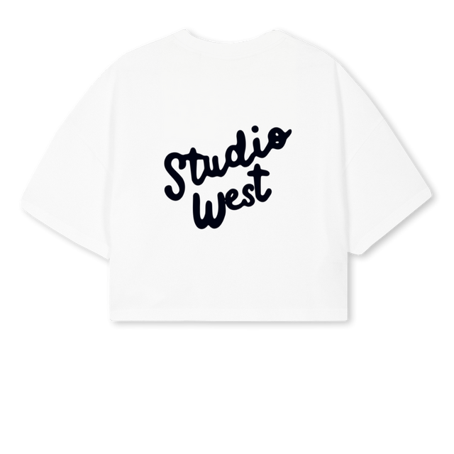 WHITEANDBLACK White Cropped Oversized Tee.