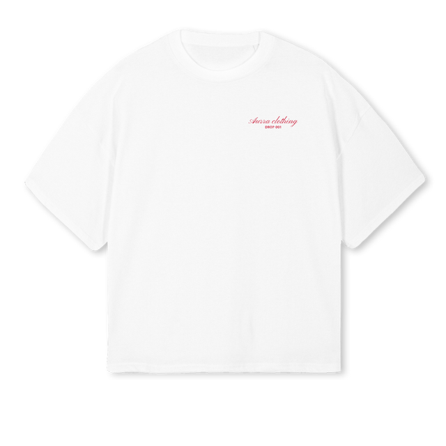 FLESHANDFIRE White Oversized Boxy Tee.