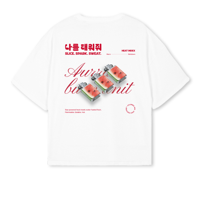 FLESHANDFIRE White Oversized Boxy Tee.