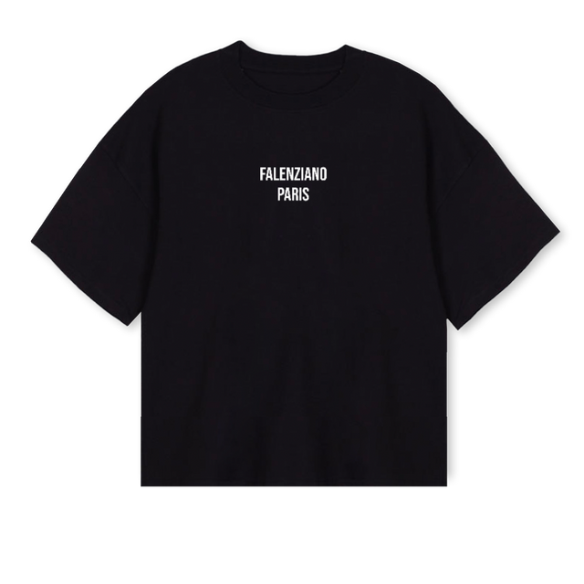 SAINT MARY Black Oversized Boxy Tee.