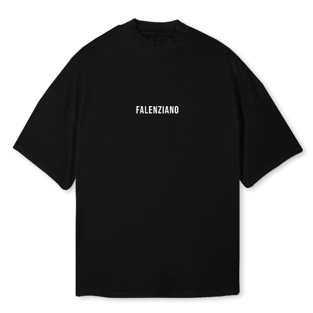 CHILDREN OF LIGHT Black Oversized Mock Neck Tee.