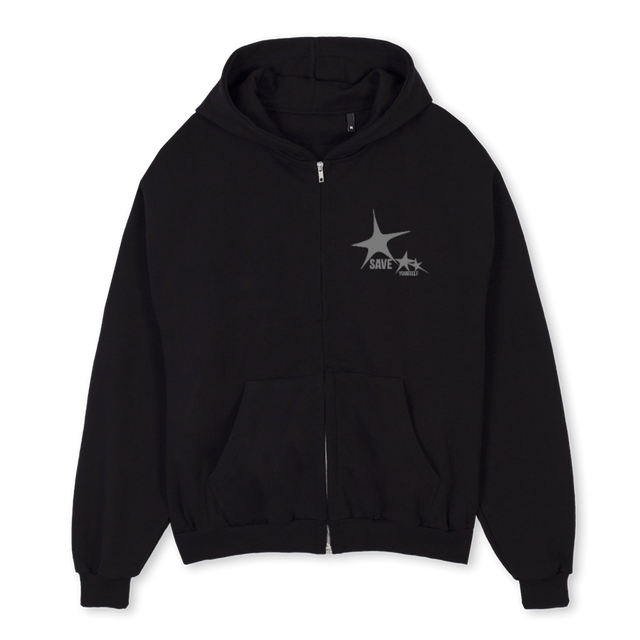 STERRETJES Black Oversized Zipped Hoodie.
