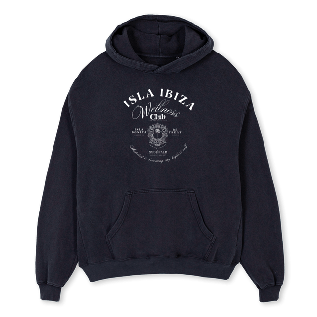 WELLNESSCLUBISLAIBZ Vintage Black Oversized Hoodie.