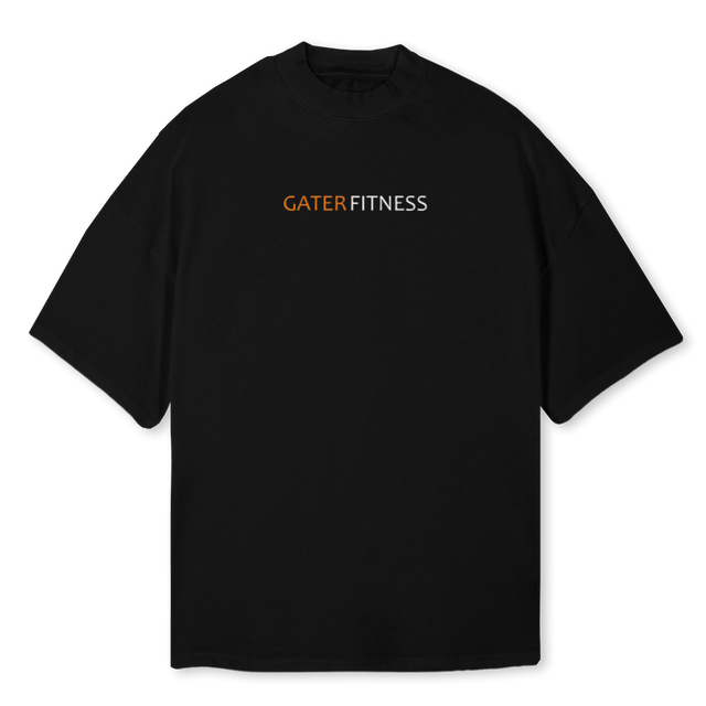GATERFITNESS_MOCK Black Oversized Mock Neck Tee.