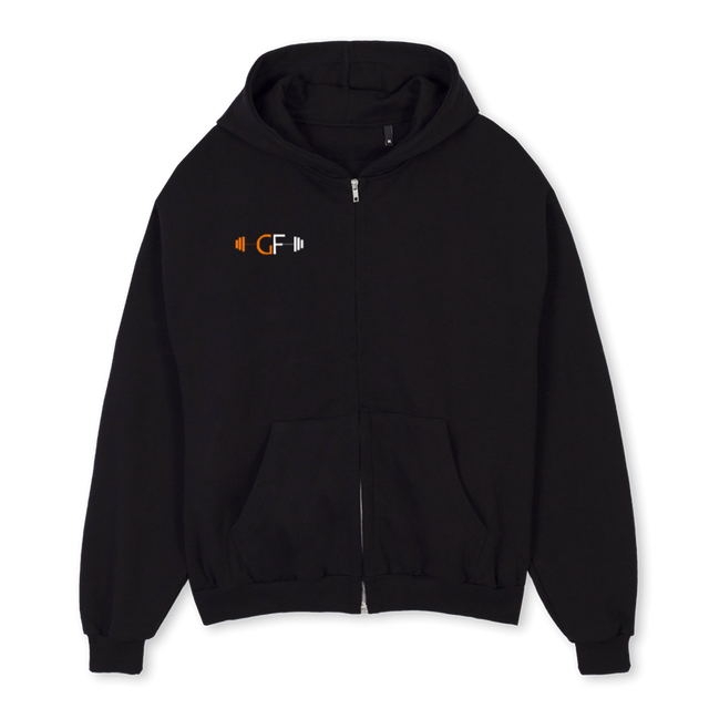 GATERFITNESS_ZH Black Oversized Zipped Hoodie.