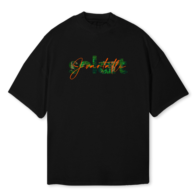 VARTALLIXALEDETUGLIE Black Oversized Mock Neck Tee.