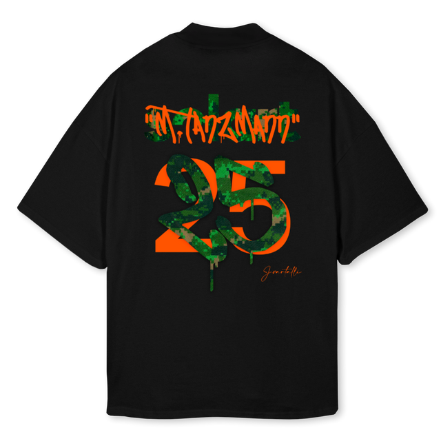 VARTALLIXTANZMANN Black Oversized Mock Neck Tee.