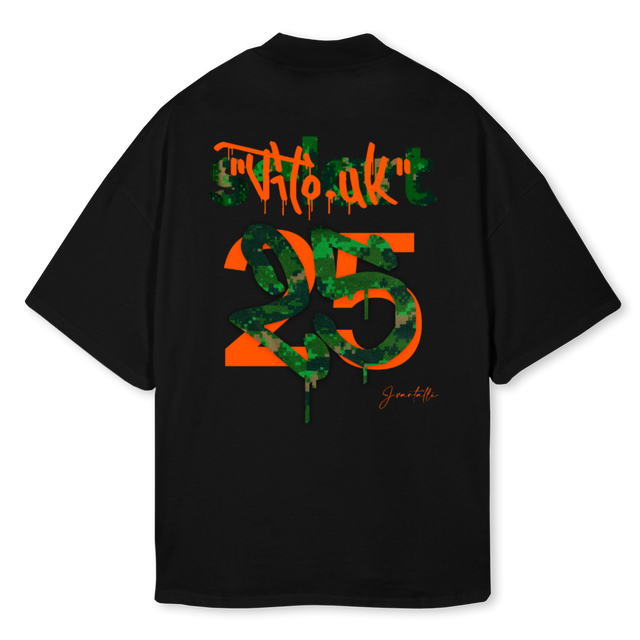 VARTALLIXVITOUK Black Oversized Mock Neck Tee.