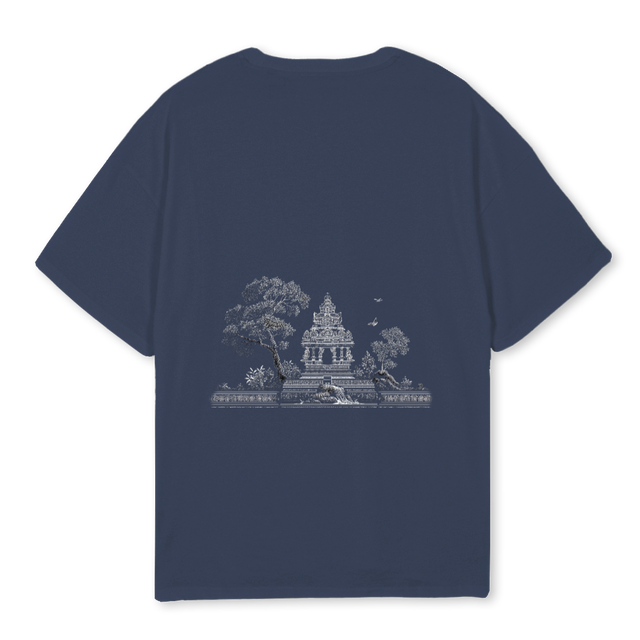 TEMPLE Navy Blue Oversized Tee.