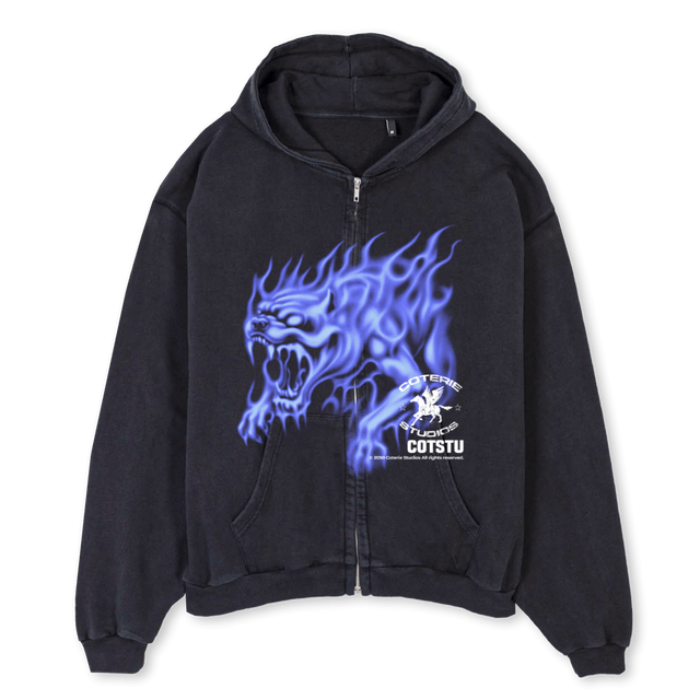 FRETTG Vintage Black Oversized Zipped Hoodie.