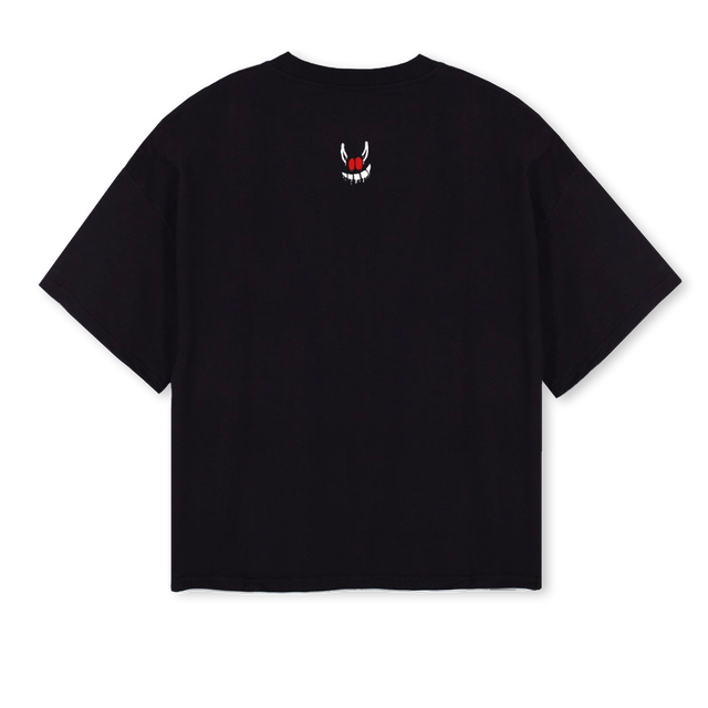 NEKROM ILLEGAL  Black Oversized Boxy Tee.