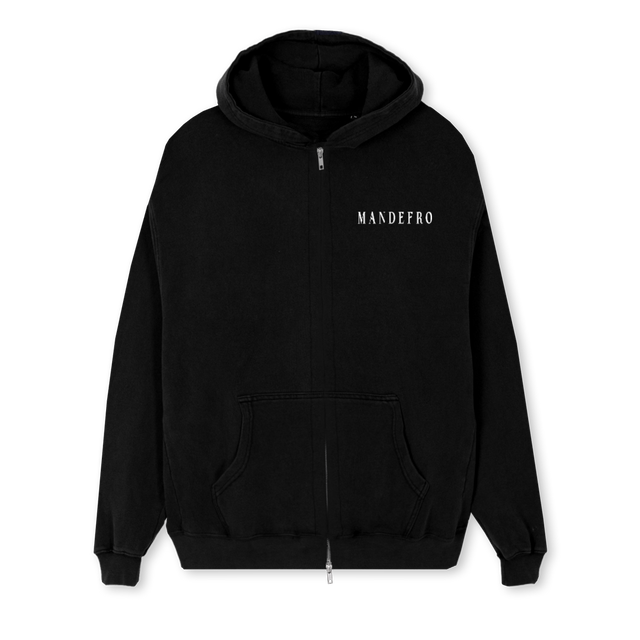 MARK Black Regular Zipped Hoodie.