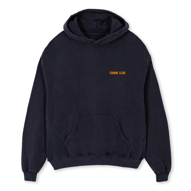 SMLLOGOLEFTCHESS Vintage Black Oversized Hoodie.