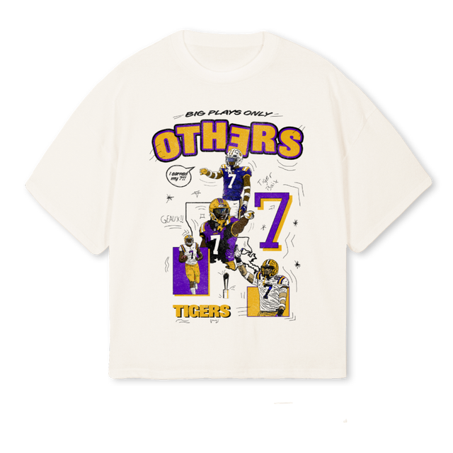 LSU SVNW Vintage White Oversized Boxy Tee.