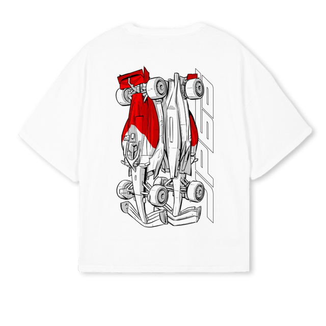 POLEPOSITIONONE White Oversized Boxy Tee.