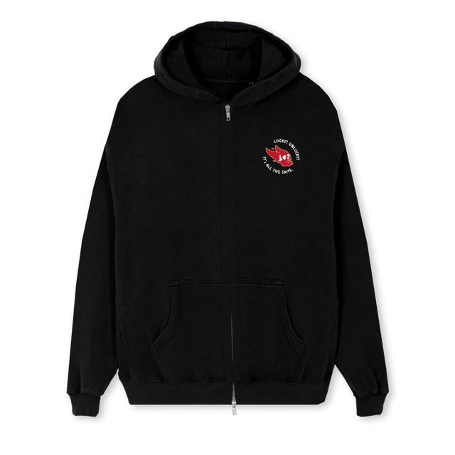 LUCKYUNLUCKY Black Regular Zipped Hoodie.
