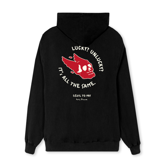 LUCKYUNLUCKY Black Regular Zipped Hoodie.