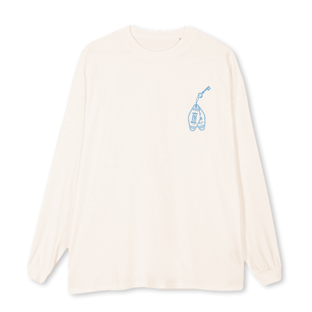 LUCKYMOTEL Vintage White Oversized LS Tee.