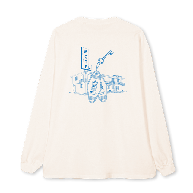 LUCKYMOTEL Vintage White Oversized LS Tee.