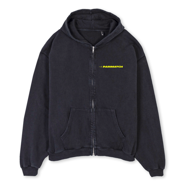 ROMEDITION Vintage Black Oversized Zipped Hoodie.