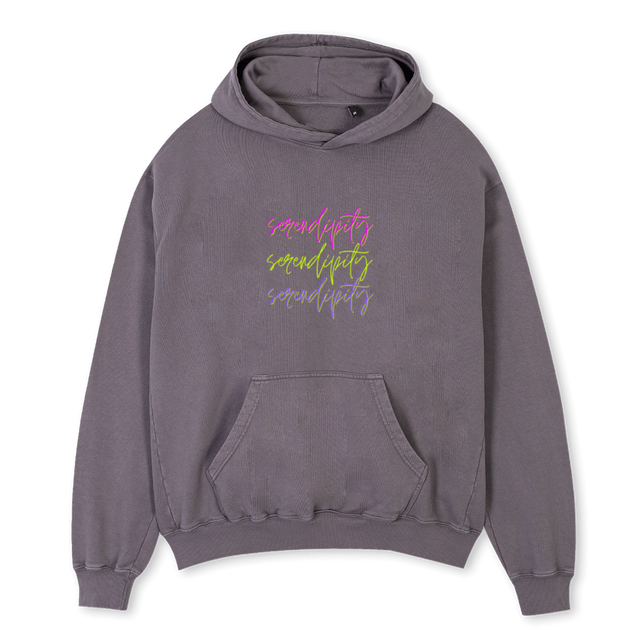 SERENDIPITY Pigment Grey Oversized Hoodie.
