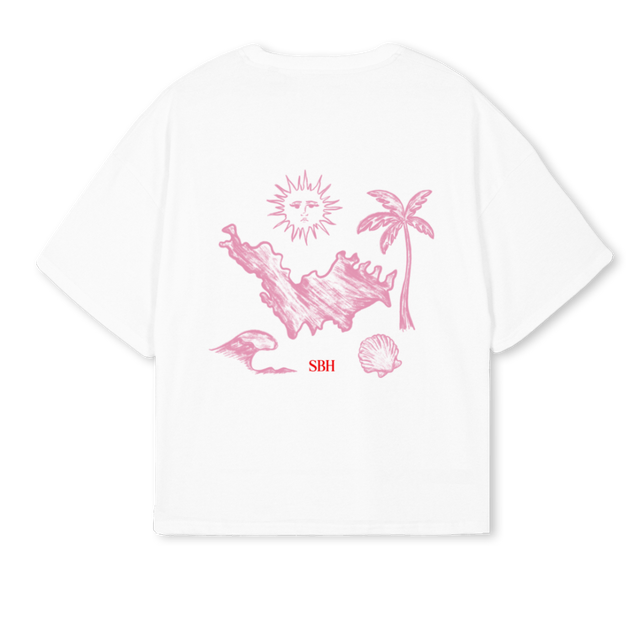 VINTAGELILIBELBOXY White Oversized Boxy Tee.