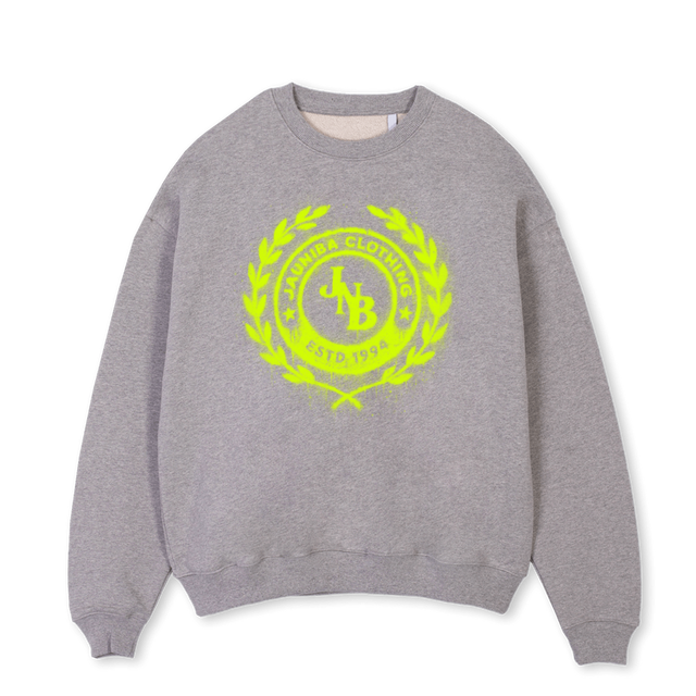 JNB UNI NEON Grey Marl Oversized Crewneck Sweater.