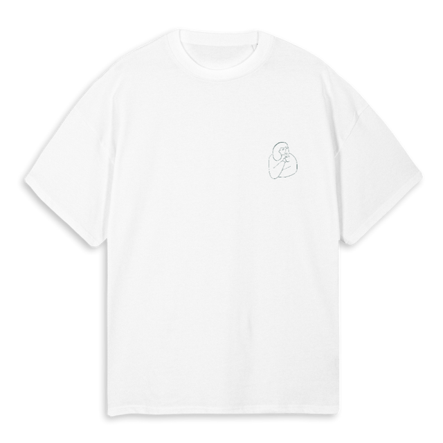 SIXTHANNIVGREEN White Oversized Tee.