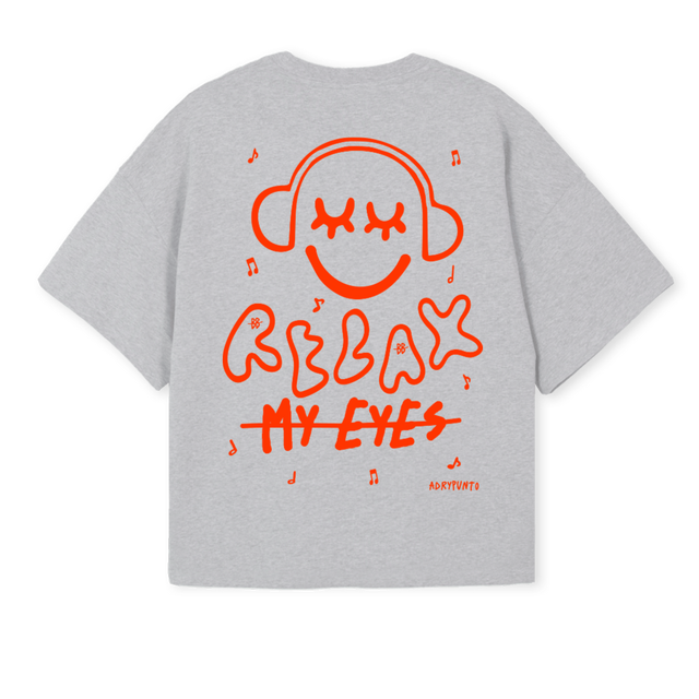 RELAXMYEYES Light Grey Marl Oversized Boxy Tee.