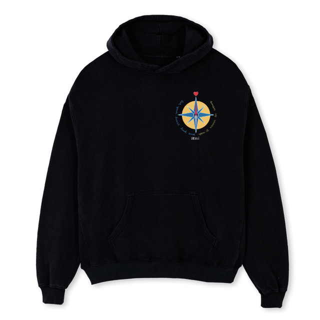 COMPASSHOODIE Black Oversized Hoodie.