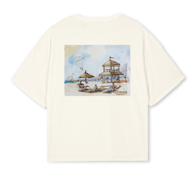 LASIESTAMARIOTWO Cream Oversized Boxy Tee.