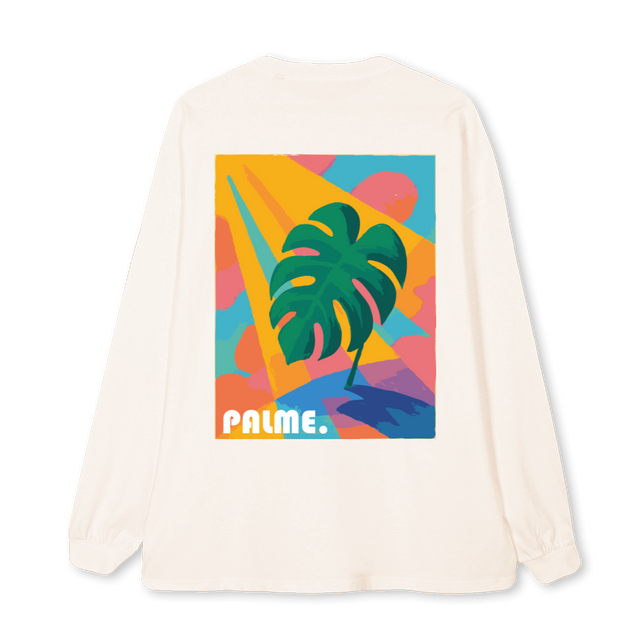 PALMELONGSLEEVE Vintage White Oversized LS Tee.