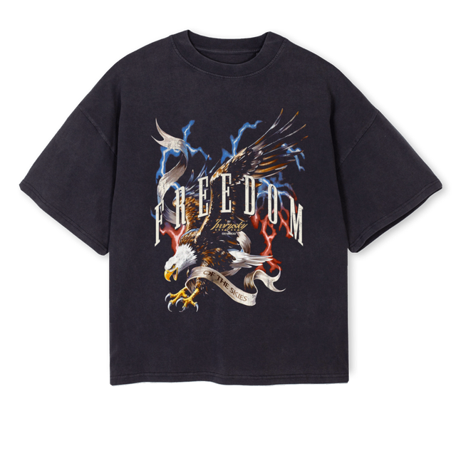 FREEDOMVIN Vintage Black Oversized Boxy Tee.