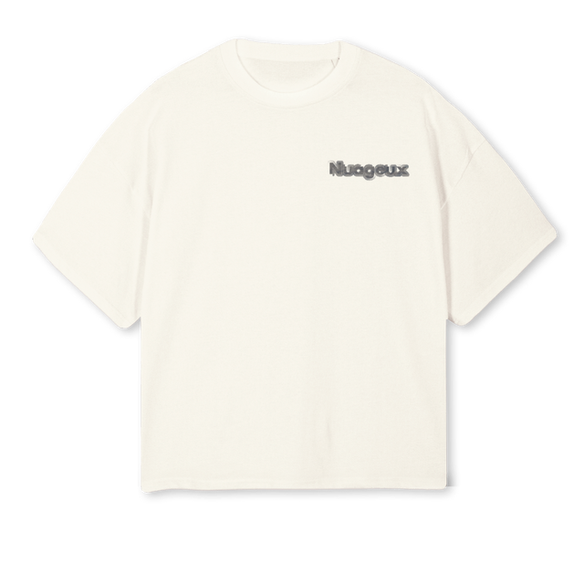 BRAND COMMUN Cream Oversized Boxy Tee.