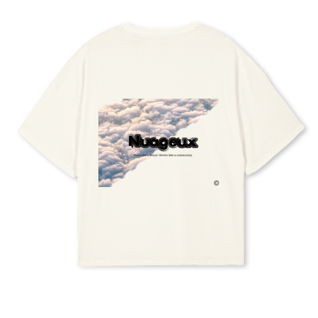 BRAND COMMUN Cream Oversized Boxy Tee.