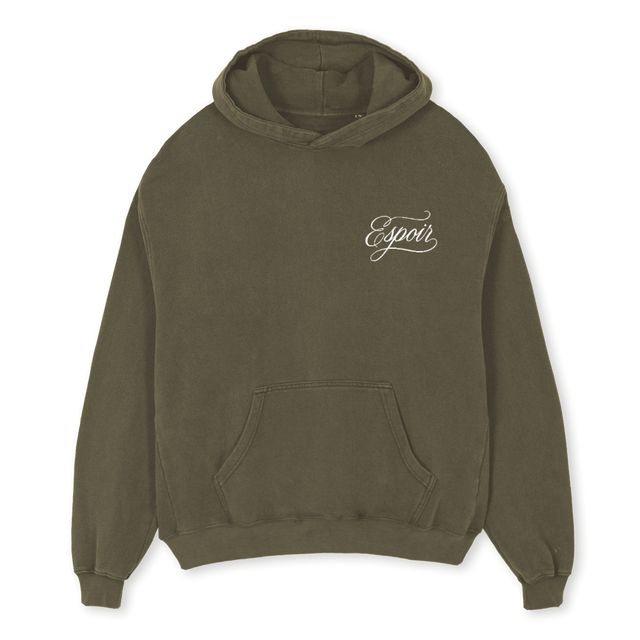 DRAWNHOODIE Vintage Olive Oversized Hoodie.