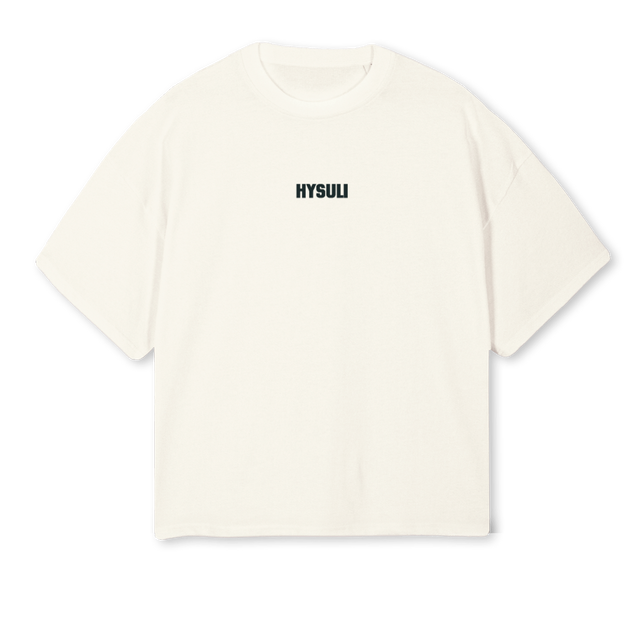 HYSULFIRST Cream Oversized Boxy Tee.
