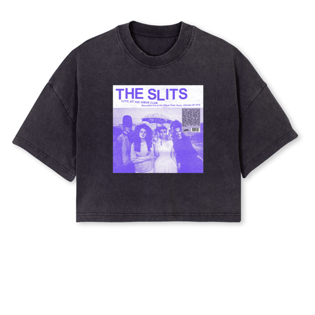 SLITS Vintage Black Cropped Oversized Tee.