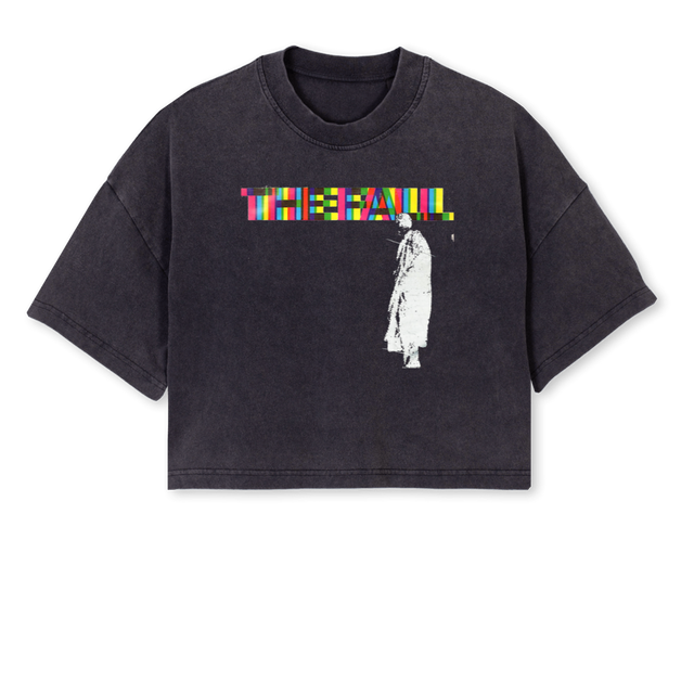THEFALL Vintage Black Cropped Oversized Tee.