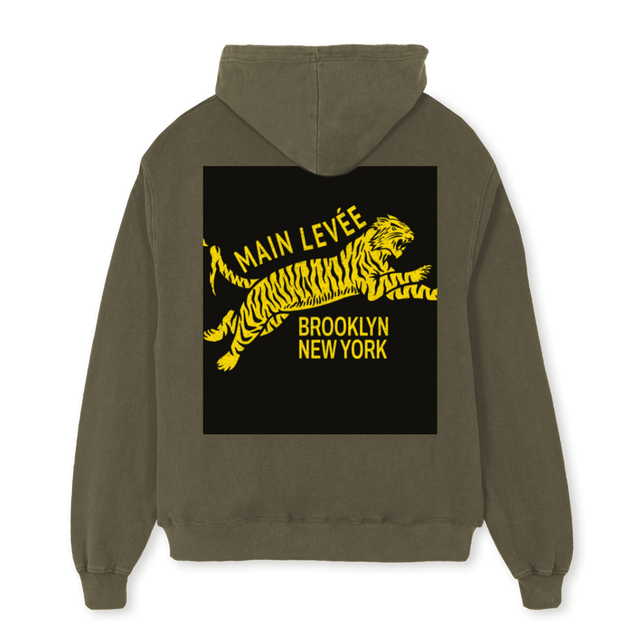 VINOLIVEBROOKLYNTIG Vintage Olive Oversized Hoodie.