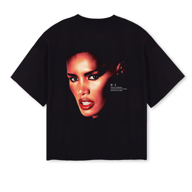 RENEWDTHREE Black Oversized Boxy Tee.