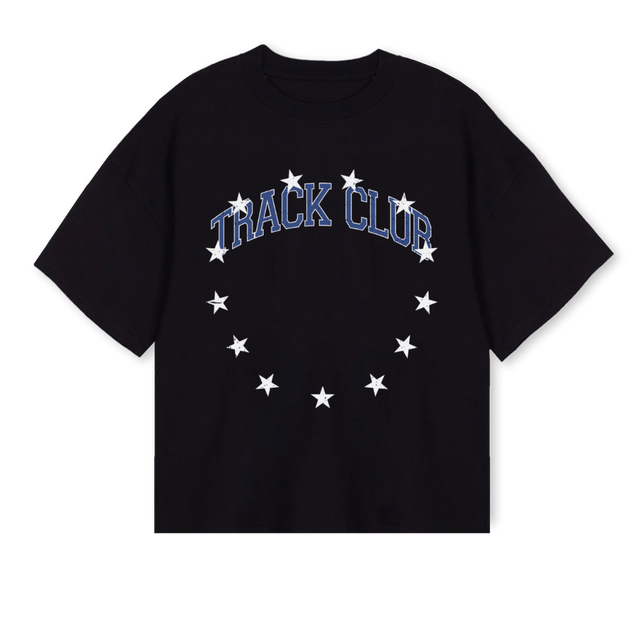 TRACKCLUBTEE Black Oversized Boxy Tee.