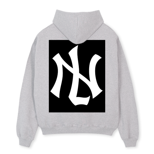 AMLNYFINALHOOD Light Grey Marl Oversized Hoodie.