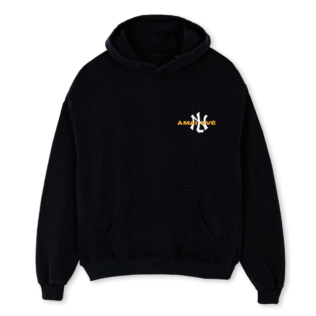 AMLNYFINALHOOD Black Oversized Hoodie.