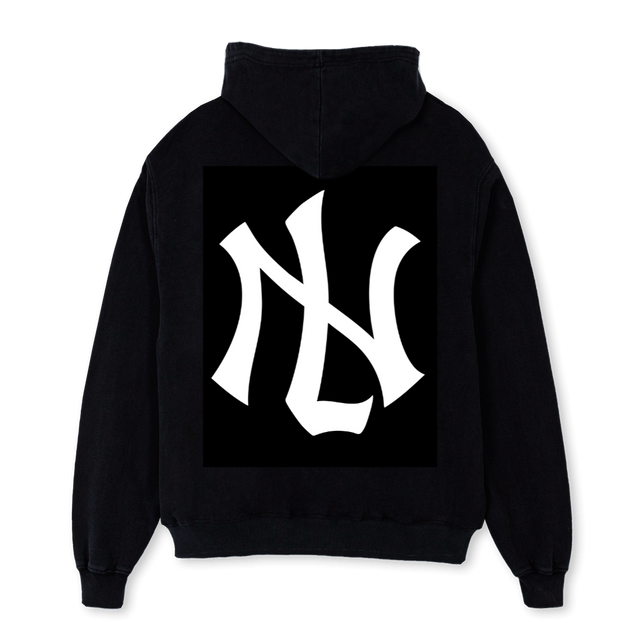 AMLNYFINALHOOD Black Oversized Hoodie.