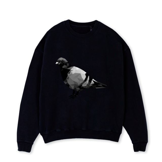 MURDERPIGEON Black Oversized Crewneck Sweater.